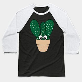 Cute Cactus Design #264: Bunny Ears Cactus In Dotted Terra-cotta Pot Baseball T-Shirt